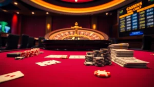 Experience the thrill of C168 with a vibrant casino gaming table and roulette.