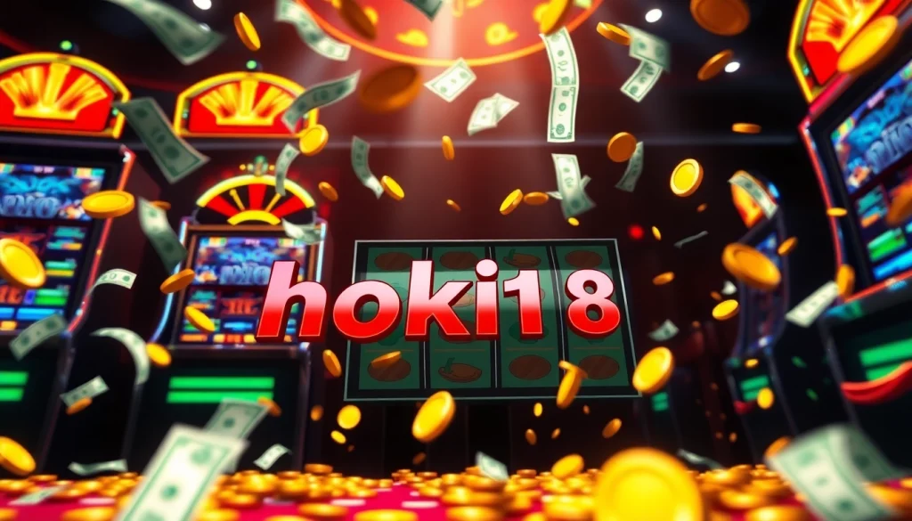 Exciting scene featuring the keyword hoki138 with vibrant slot machine graphics and celebratory elements.