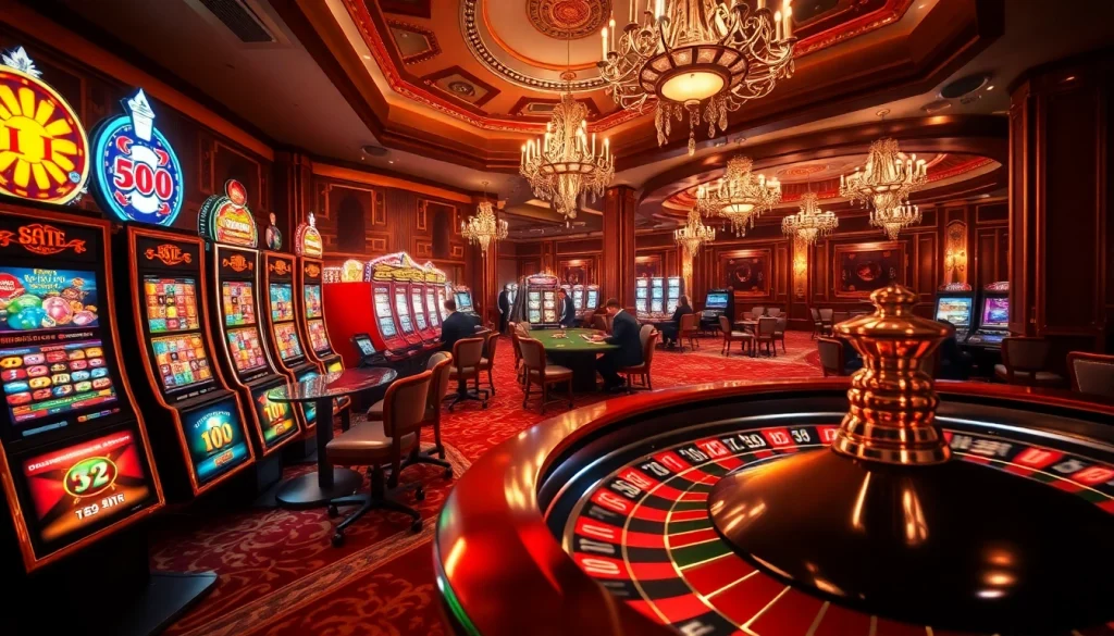 Experience the thrill of 32win with vibrant casino visuals showcasing slots, poker, and roulette.
