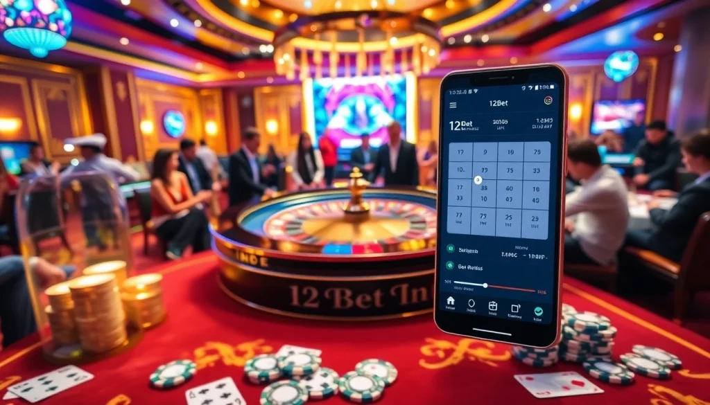 Experience thrilling online betting with ink vao 12bet showcased on a luxurious casino table.