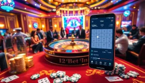 Experience thrilling online betting with ink vao 12bet showcased on a luxurious casino table.