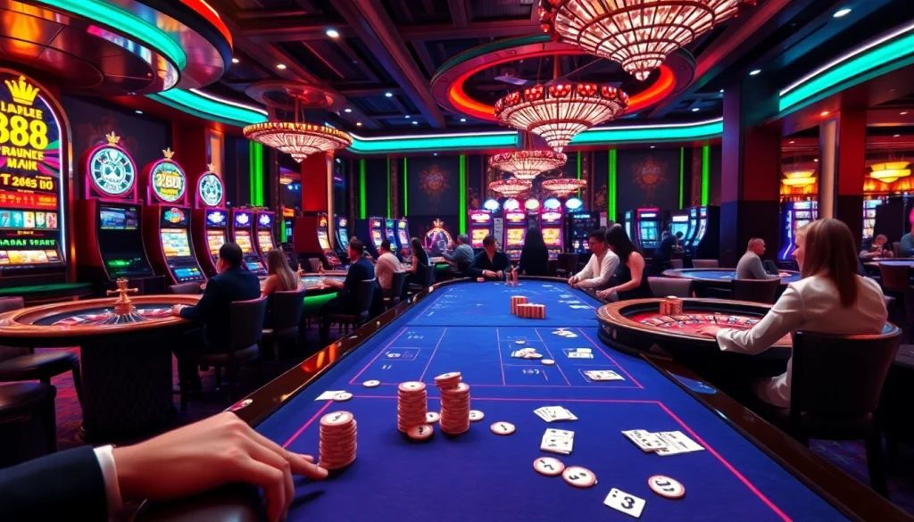 Engaging scene of players enjoying thrilling games at Hi88 com casino.