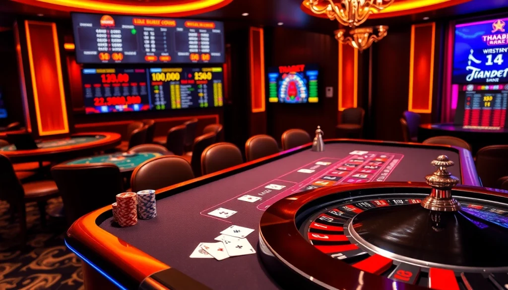 Experience the excitement of THABET with vibrant casino tables and thrilling games.