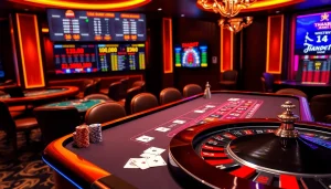 Experience the excitement of THABET with vibrant casino tables and thrilling games.