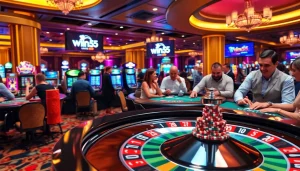 Experience thrill and excitement at win55 online casino with vibrant game tables and cheerful players.