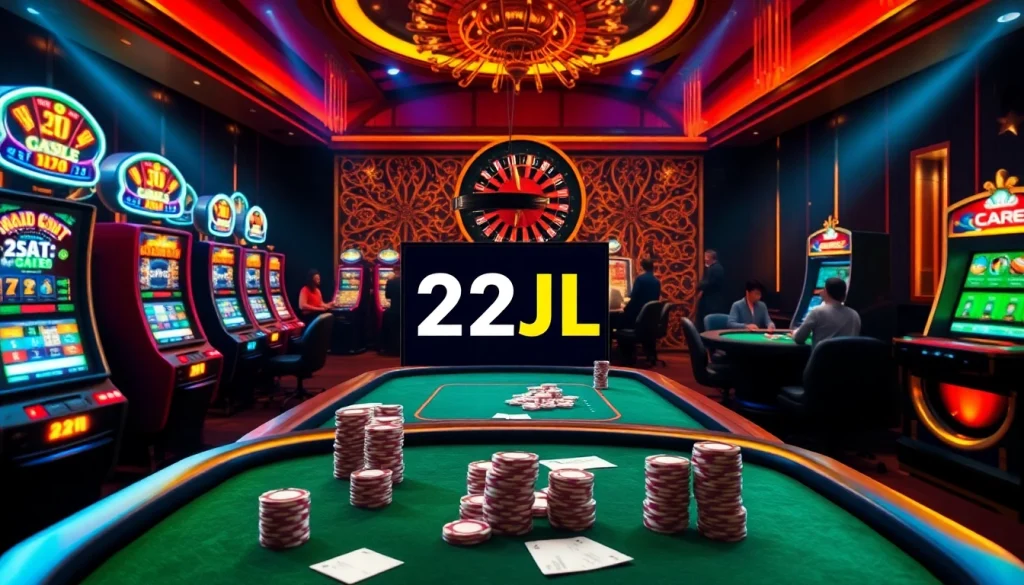 Winning at poker tables with the exciting 22JL app in a luxurious casino setting.
