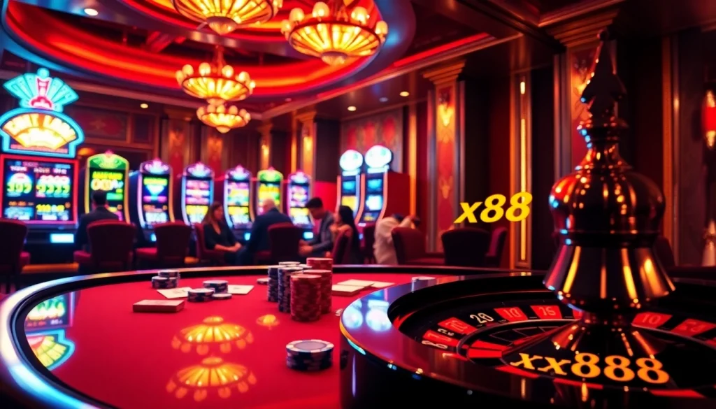 Experience thrilling gaming with xx88 at a luxurious casino table filled with excitement.