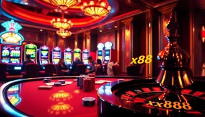 Experience thrilling gaming with xx88 at a luxurious casino table filled with excitement.