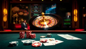Experience thrilling gameplay at 79king with vibrant casino elements like poker chips and roulette.