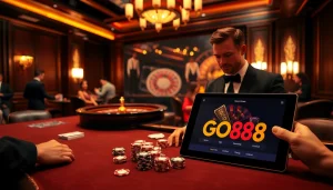 Experience excitement at GO88 Casino with professional dealers and vibrant gaming tables.