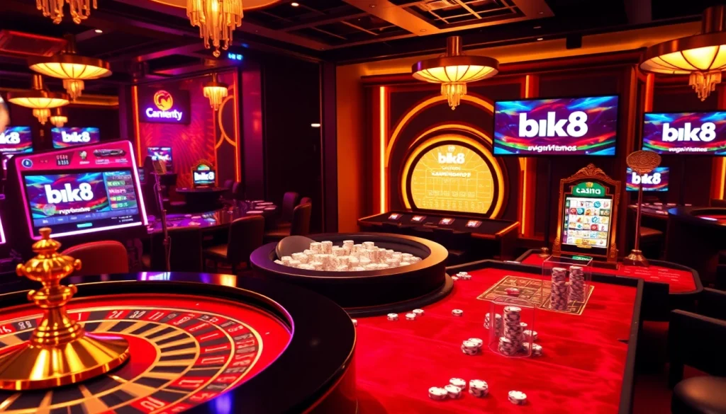 Experience the thrill of bk8 สล็อต at an exciting casino scene full of vibrant games and happy players.