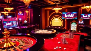 Experience the thrill of bk8 สล็อต at an exciting casino scene full of vibrant games and happy players.