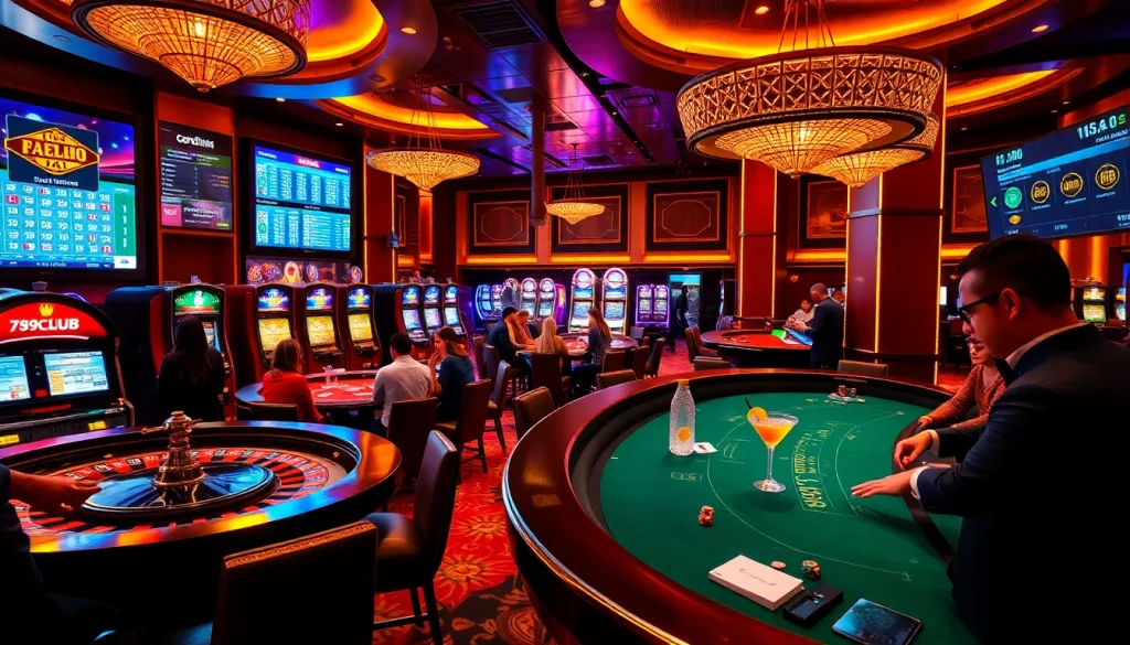 Excited players winning at the slot machines in 789CLUB's casino atmosphere.