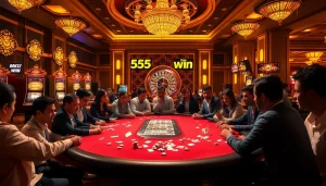 Experience the thrill of 555win at a luxurious casino with high-stakes poker tables and exciting slot machines.