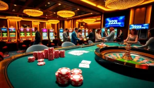 Engaging casino gameplay scene featuring 22jl org with vibrant poker chips and exciting gaming action.