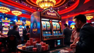 Experience the excitement of slot apiraja88 as players engage with vibrant casino slots.